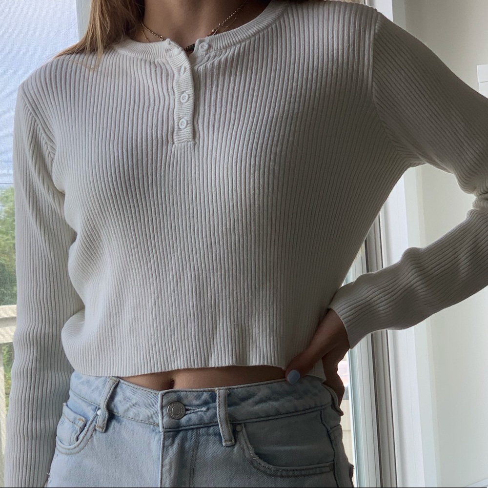 Brandy Melville white knit long sleeve